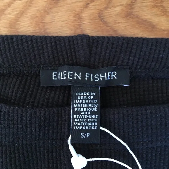 *NWT* EILEEN FISHER Cozy Waffle Knit High-Waisted Leggings size S Small Black - Picture 2 of 10